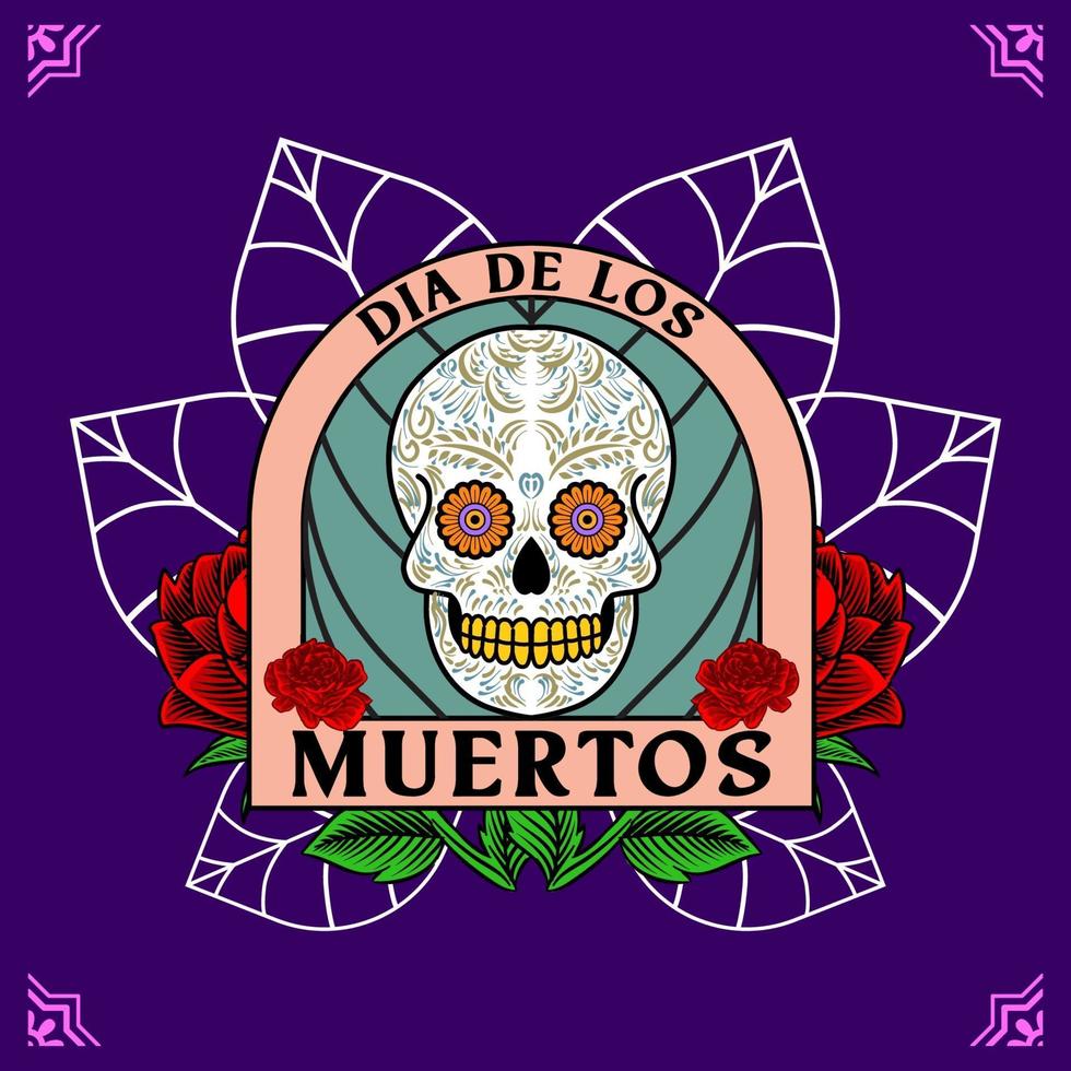 cabeza de calavera decorativa día de muertos ilustración de méxico vector