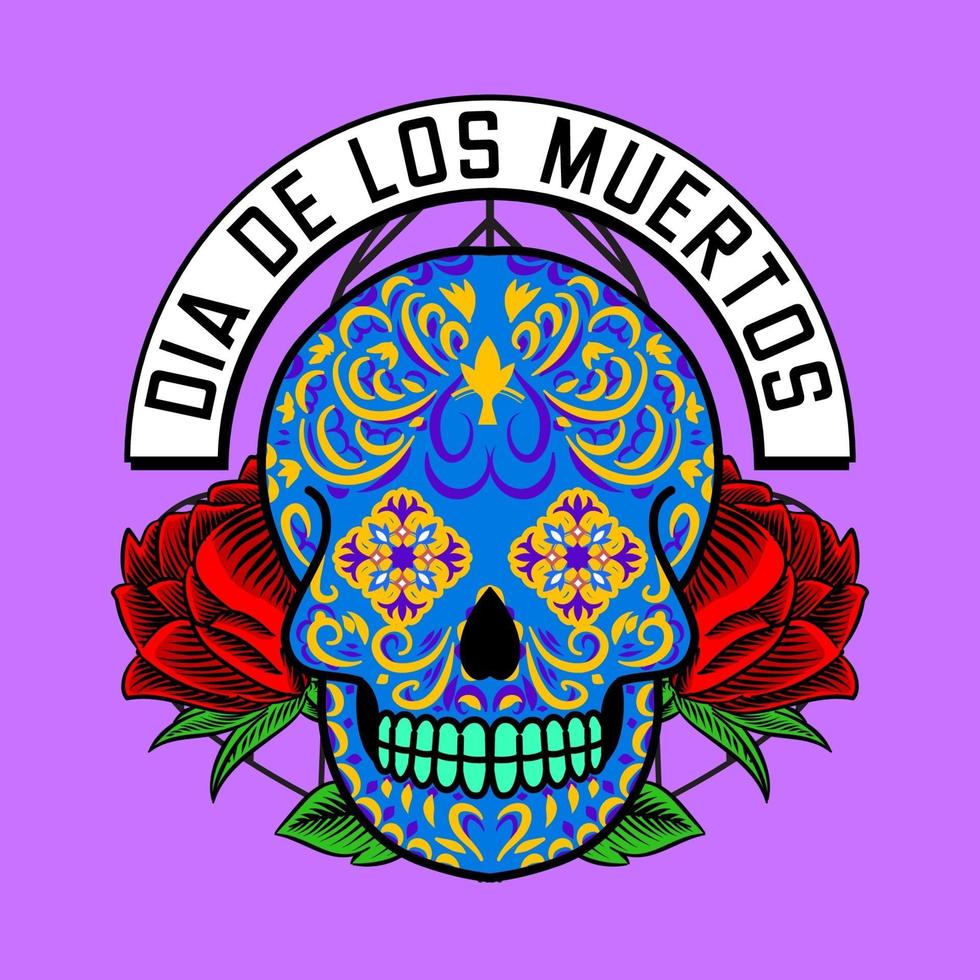 cabeza de calavera decorativa día de muertos ilustración de méxico vector