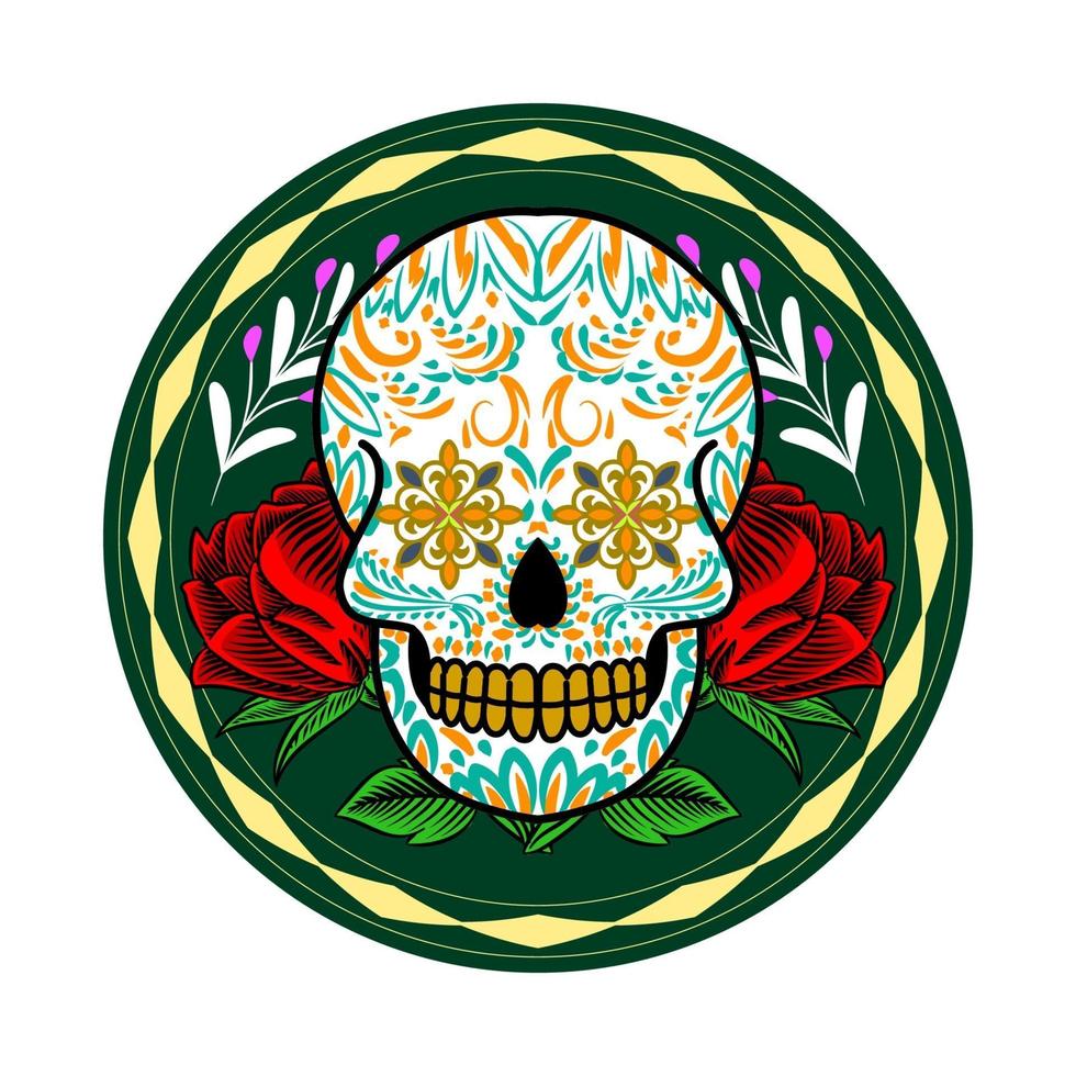 Decorative Skull Head Day of the Dead Mexico Illustration vector