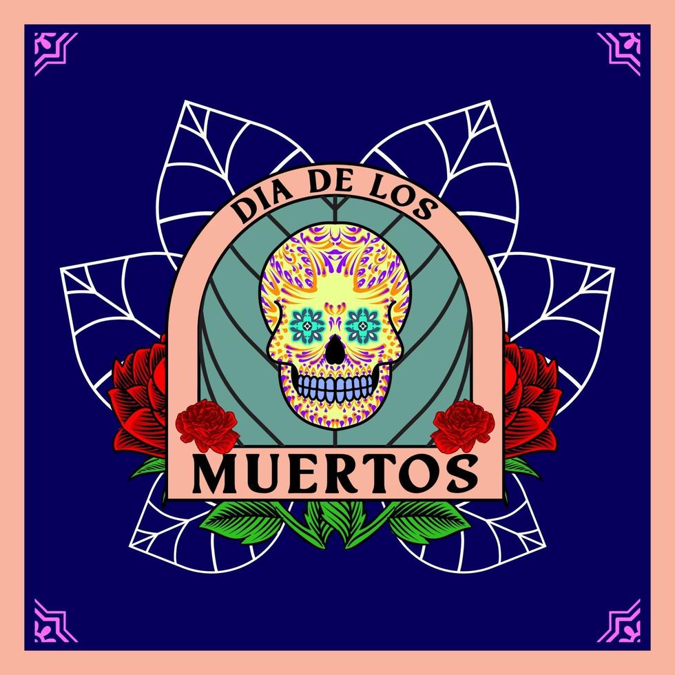 cabeza de calavera decorativa día de muertos ilustración de méxico vector