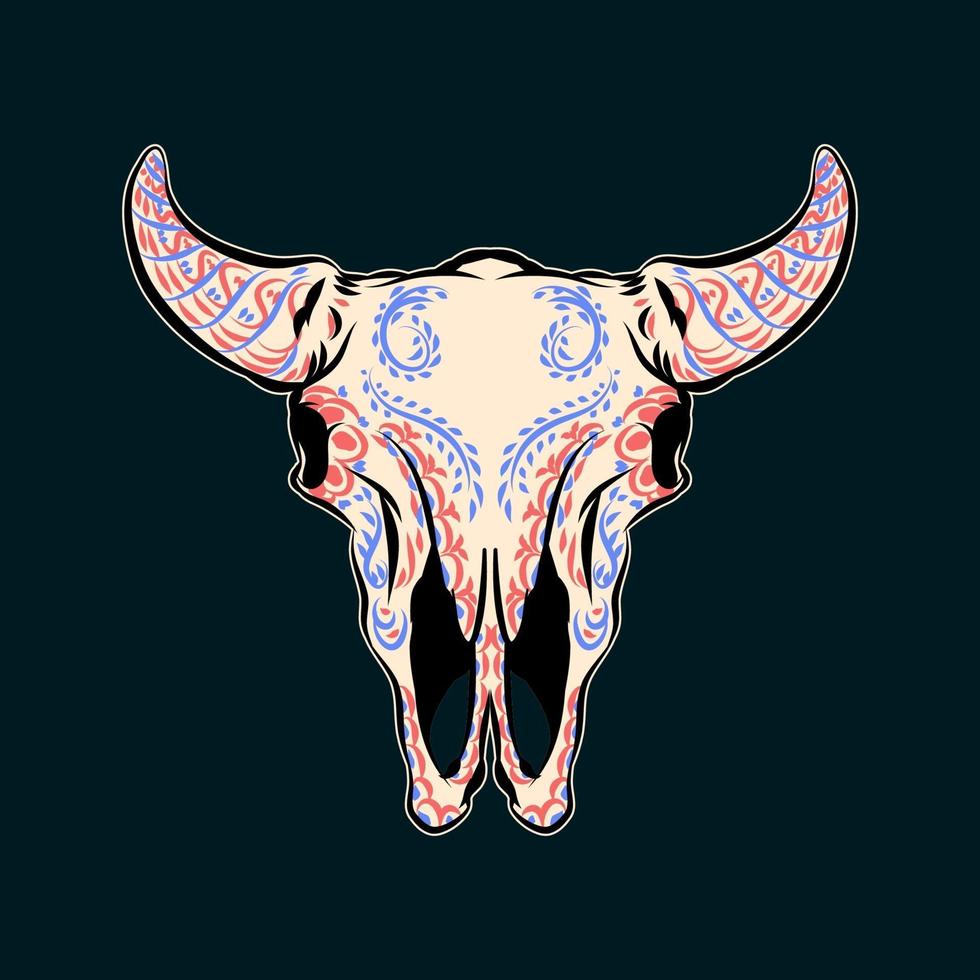 Decorative Bull Skull Head Day of the Dead Mexico Illustration vector