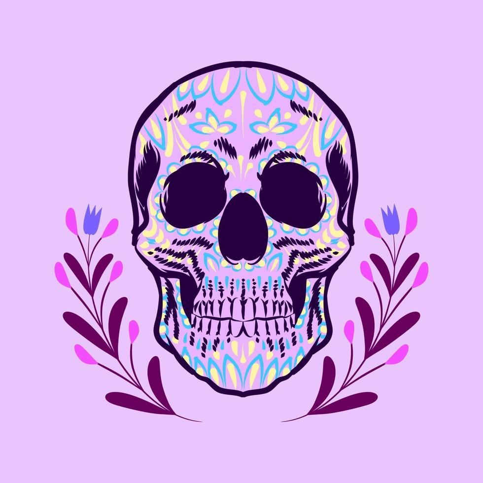 cabeza de calavera decorativa día de muertos ilustración de méxico vector