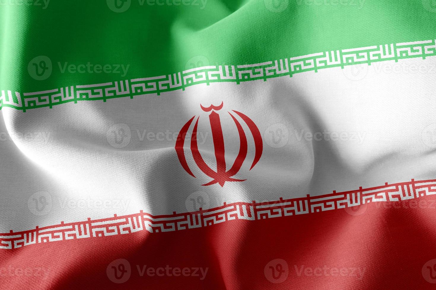 Ilustración de renderizado 3D bandera de Irán. foto