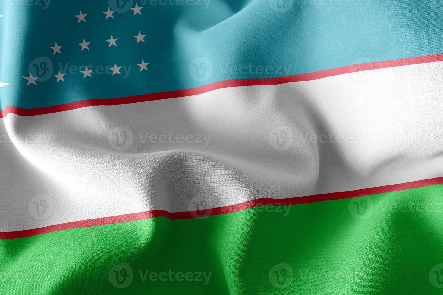 3D rendering illustration flag of Uzbekistan. photo