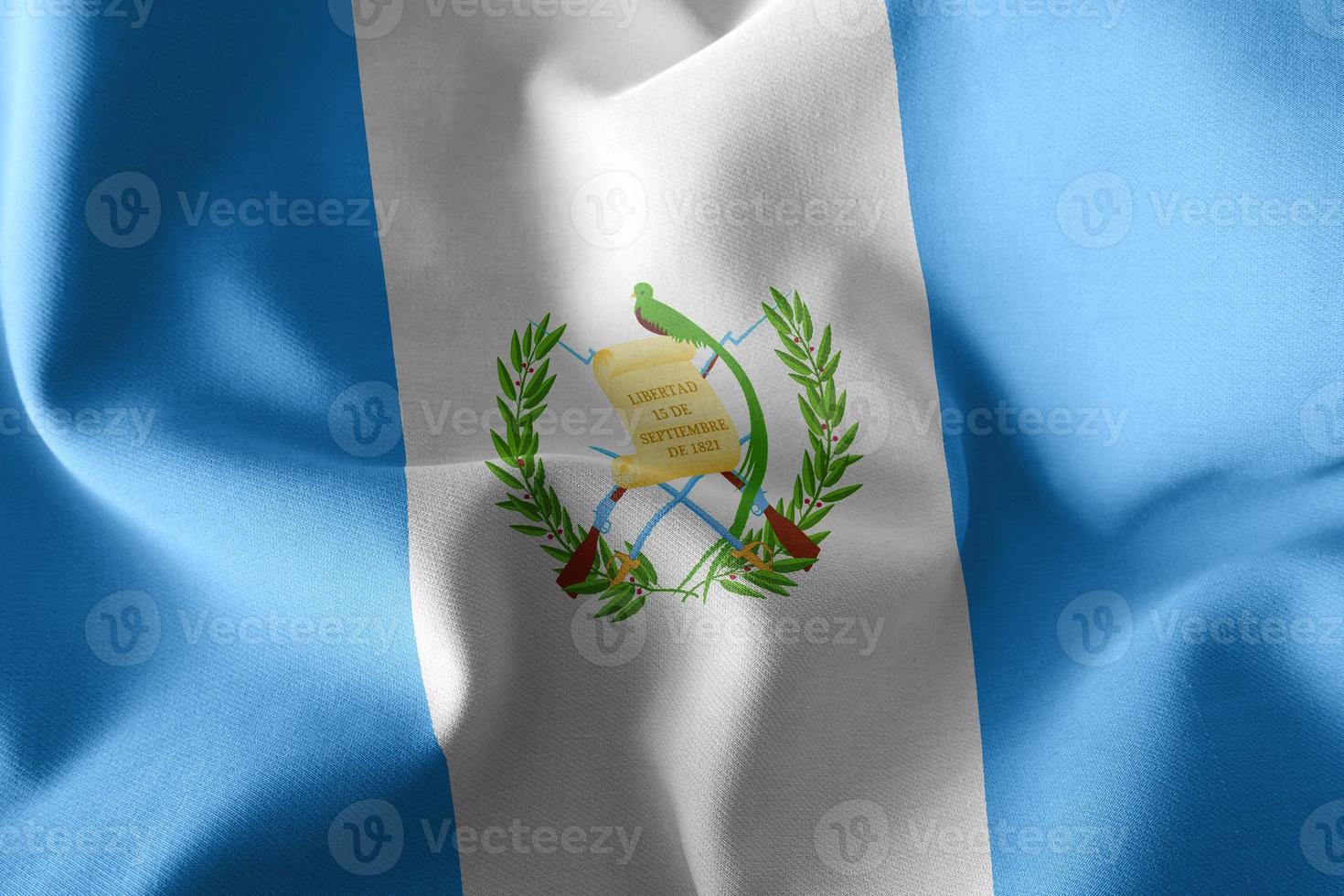 Representación 3D, ilustración, primer plano de la bandera de Guatemala. foto