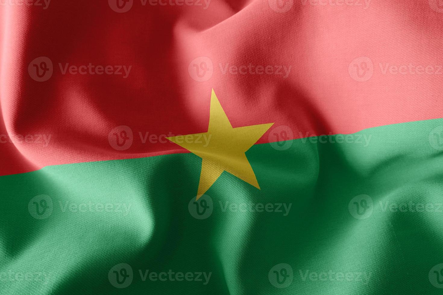 Ilustración de renderizado 3D bandera de primer plano de burkina faso. foto