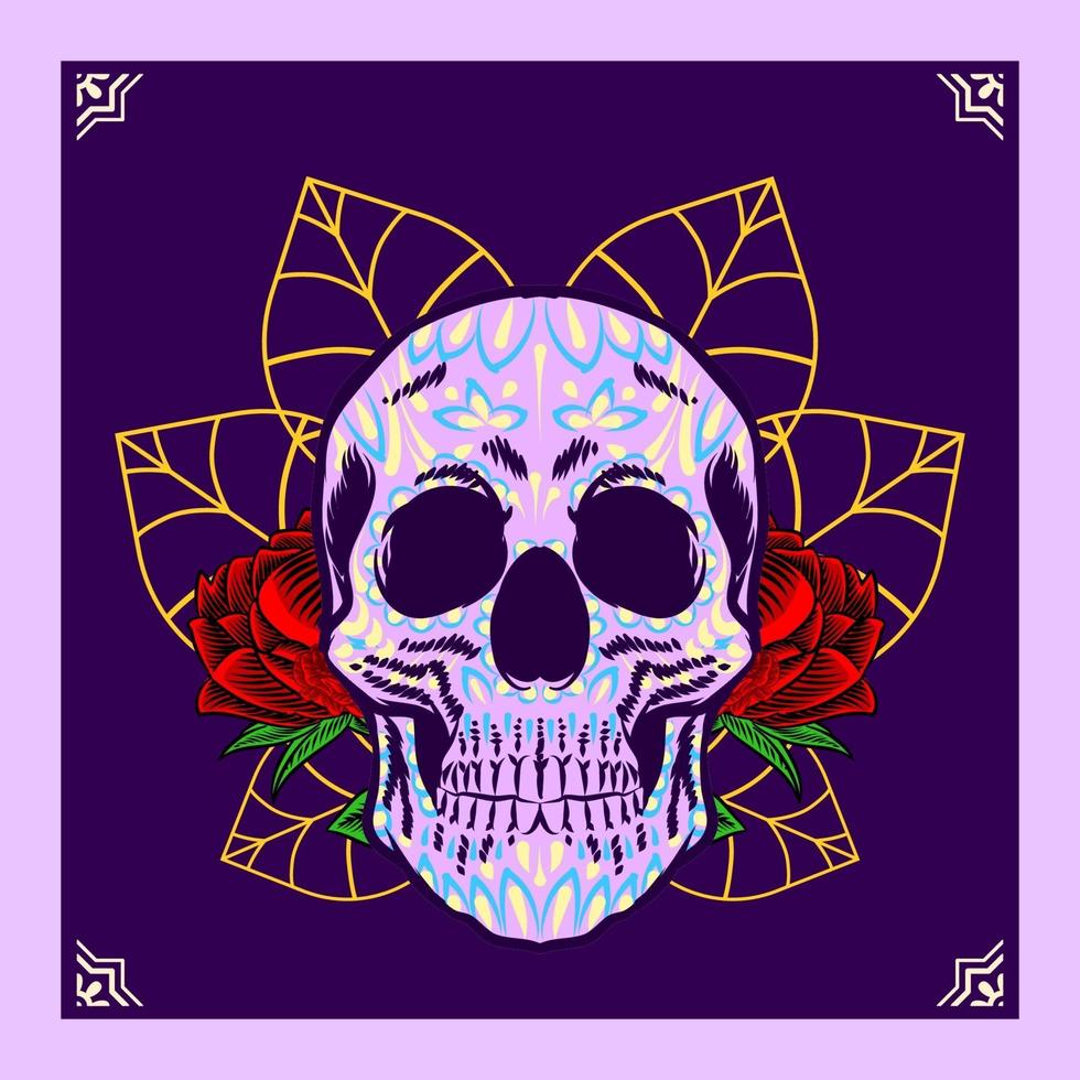 Decorative Skull Head Day of the Dead Mexico Illustration vector
