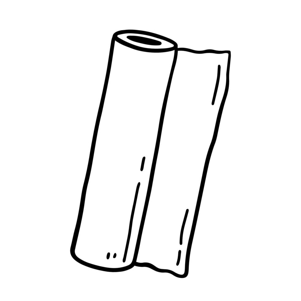 Rollo de toallas de papel aislado sobre fondo blanco en estilo doodle vector