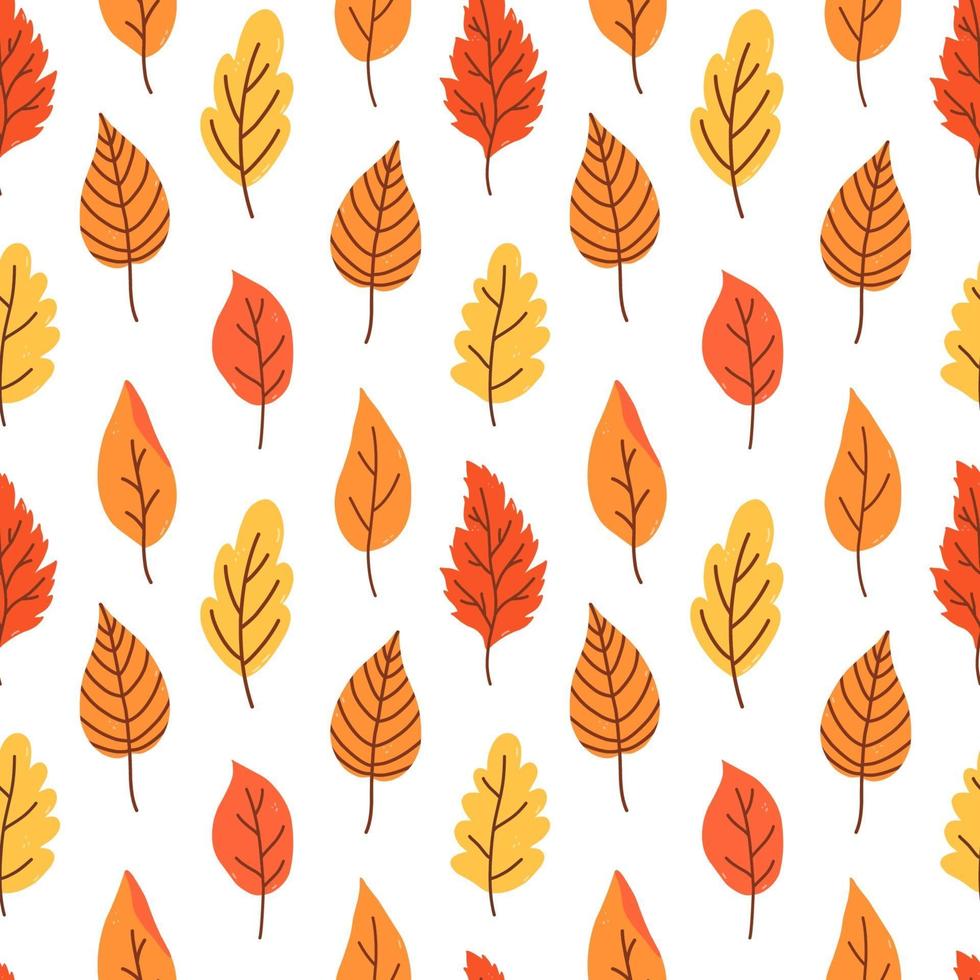 Botanical seamless pattern with orange and yellow autumn leaves vector