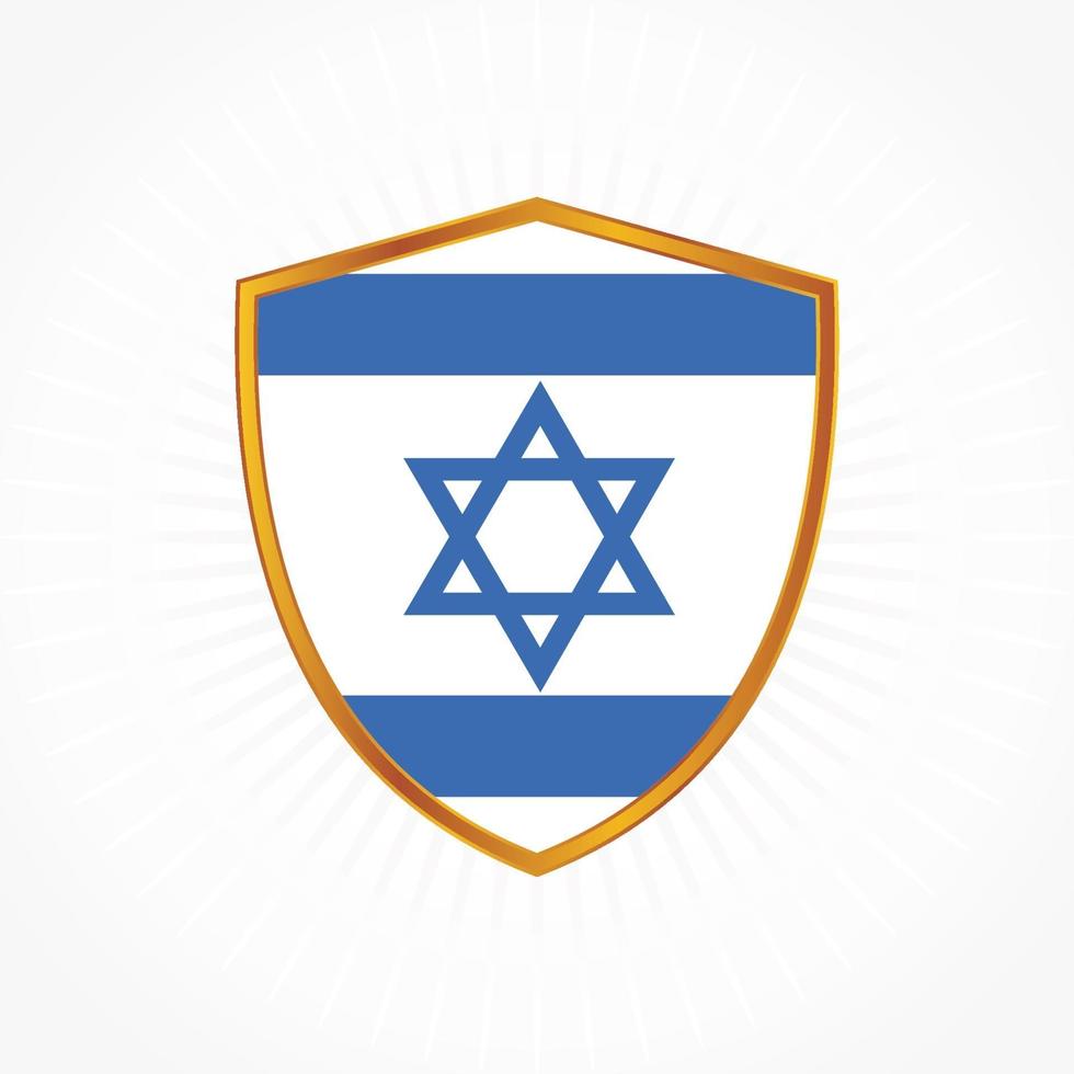 Israel flag vector with shield frame