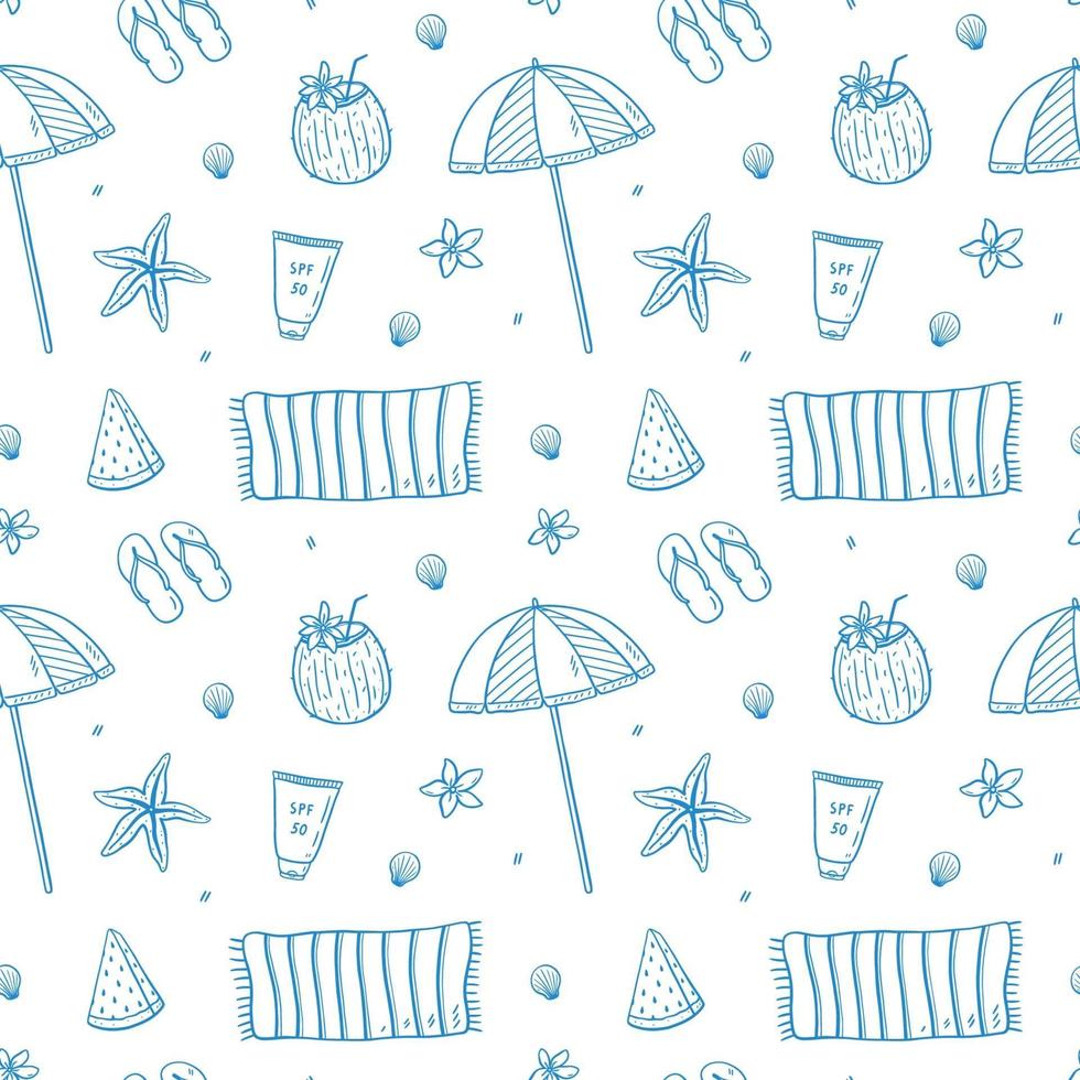 Seamless pattern with summer beach elements vector
