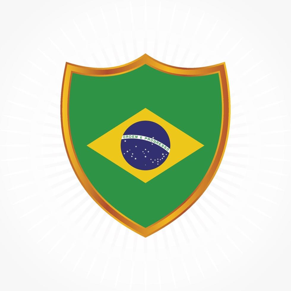 Brazil flag vector with shield frame