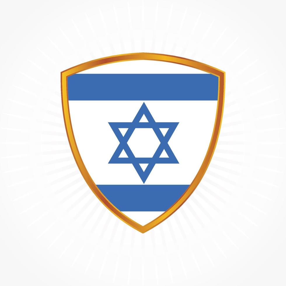 Israel flag vector with shield frame
