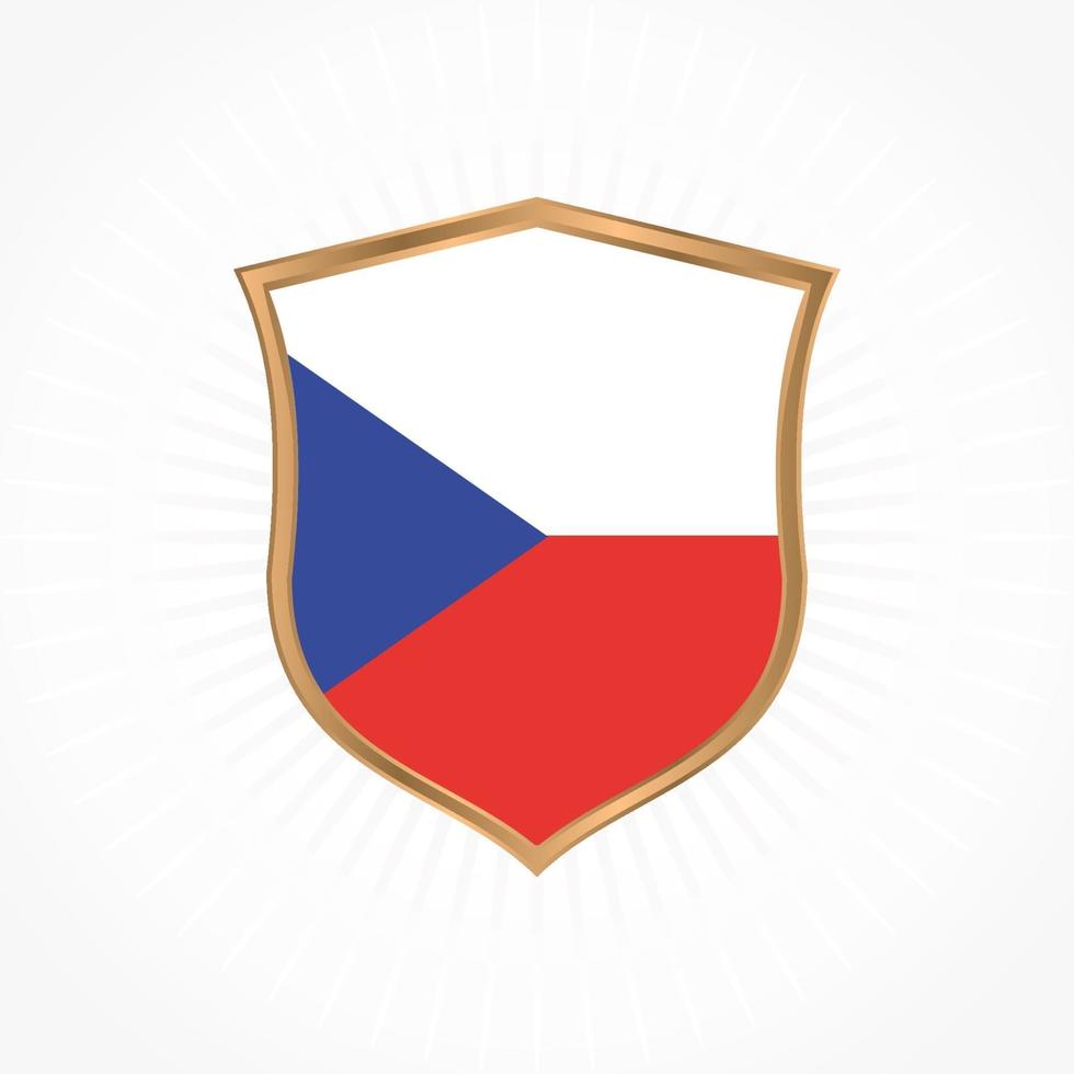 Czech Republic flag vector with shield frame