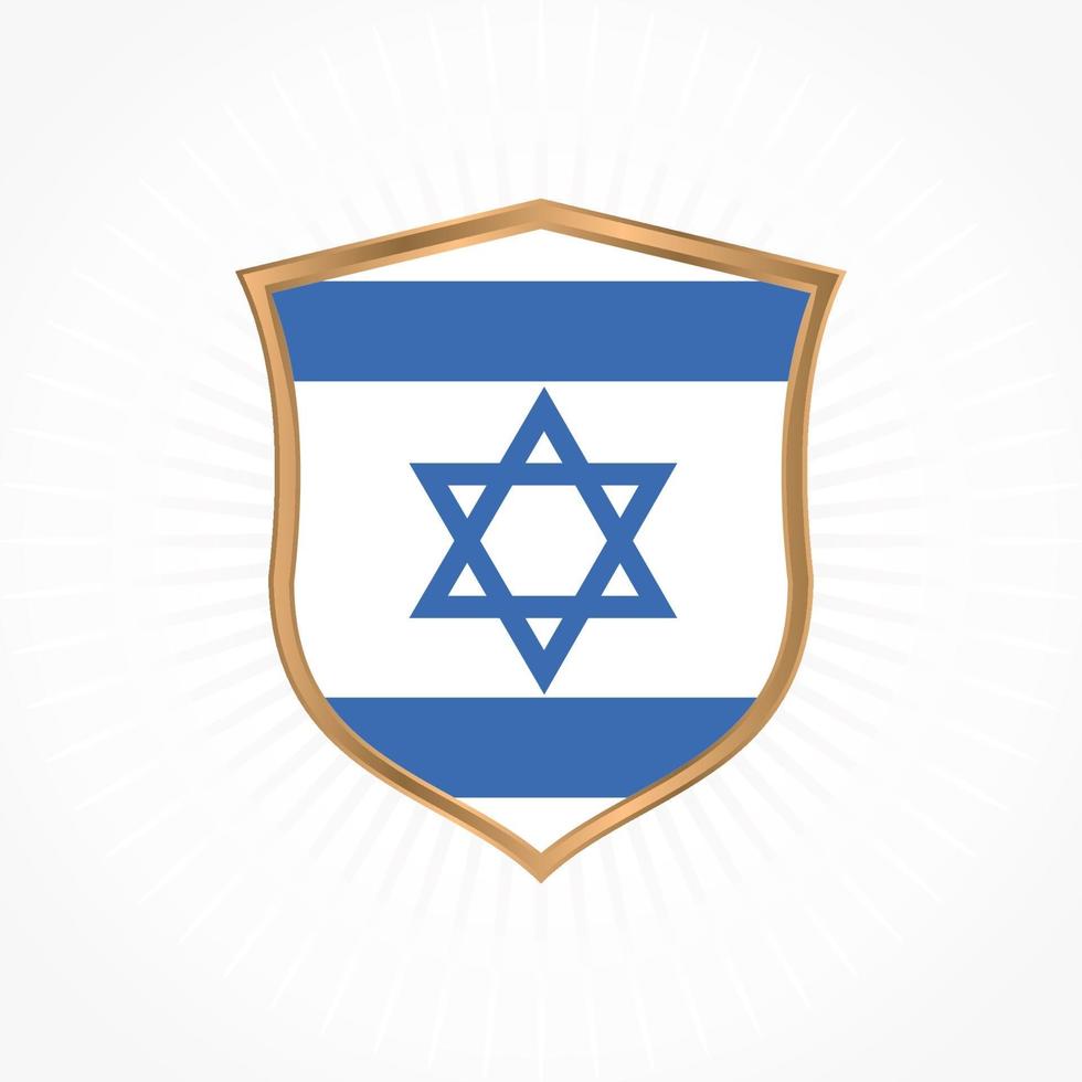 Israel flag vector with shield frame