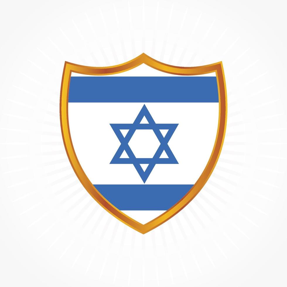 Israel flag vector with shield frame