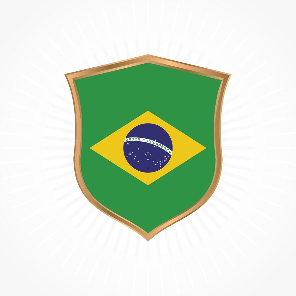 vector de bandera de brasil con marco de escudo