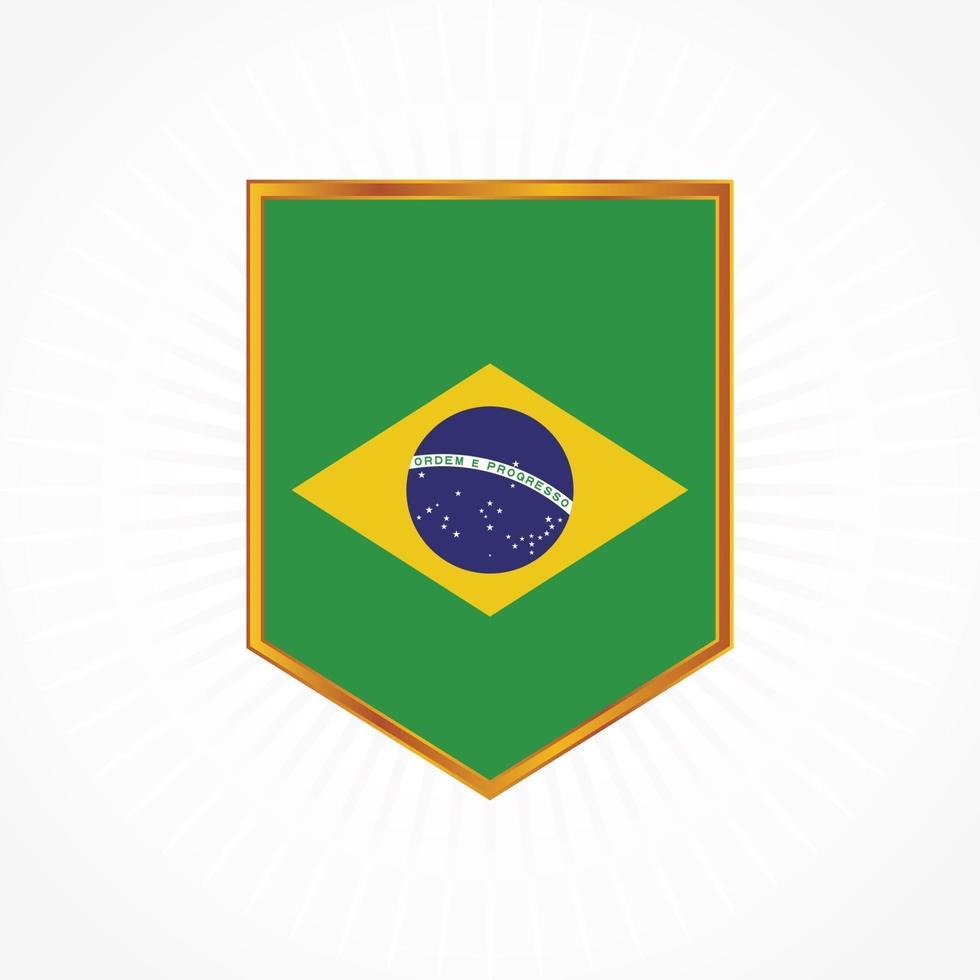 vector de bandera de brasil con marco de escudo