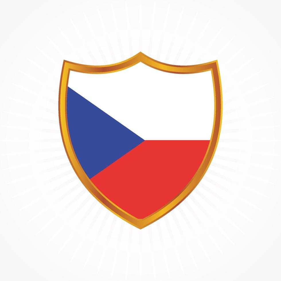 Czech Republic flag vector with shield frame