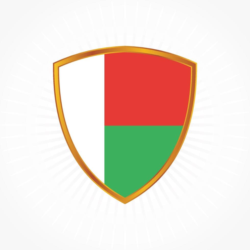 Madagascar flag vector with shield frame
