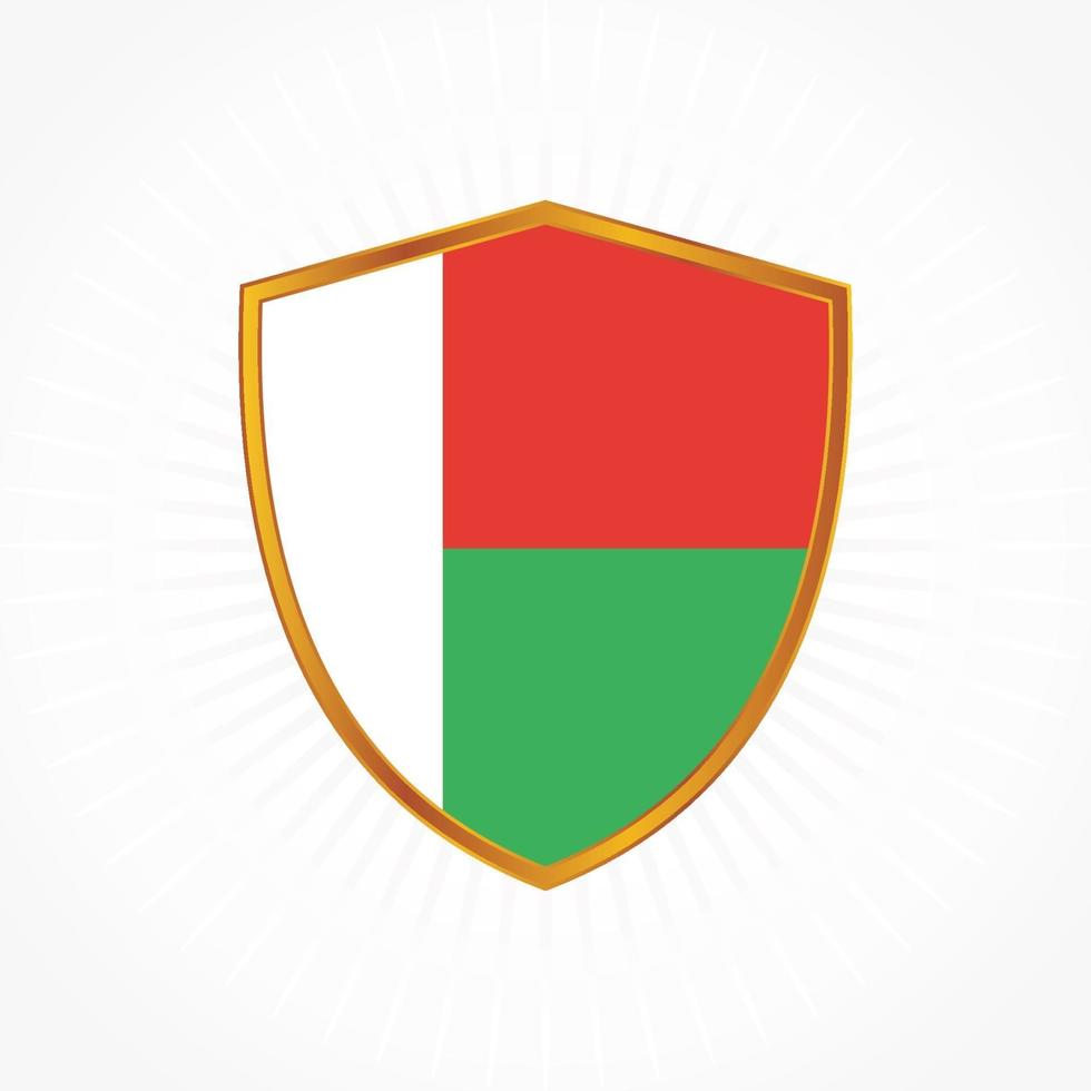 Madagascar flag vector with shield frame