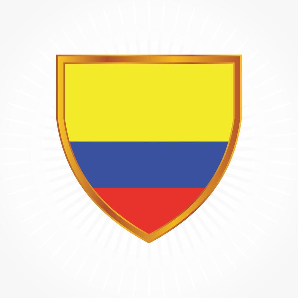 Colombia flag vector with shield frame