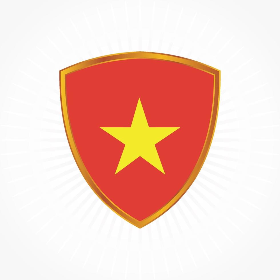 Vietnam flag vector with shield frame