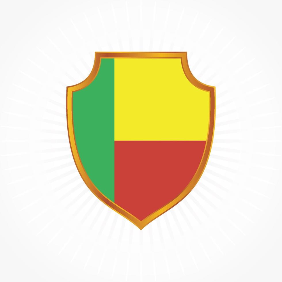 Benin flag vector with shield frame