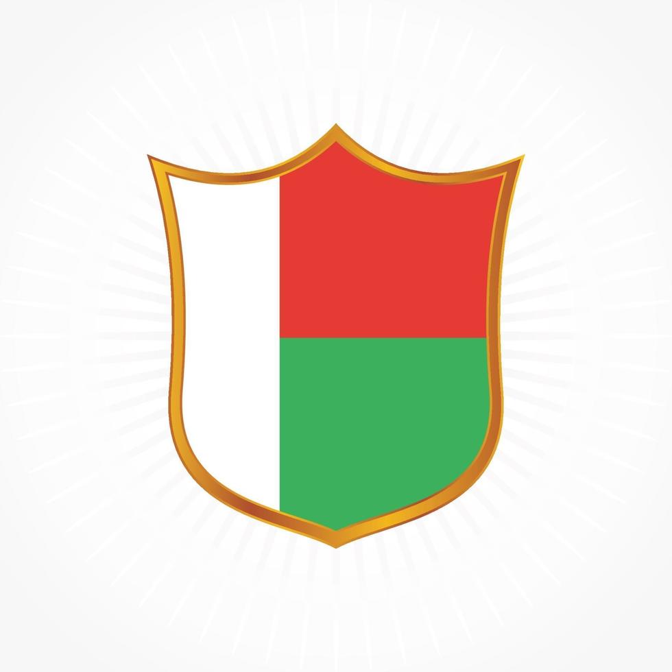 Madagascar flag vector with shield frame