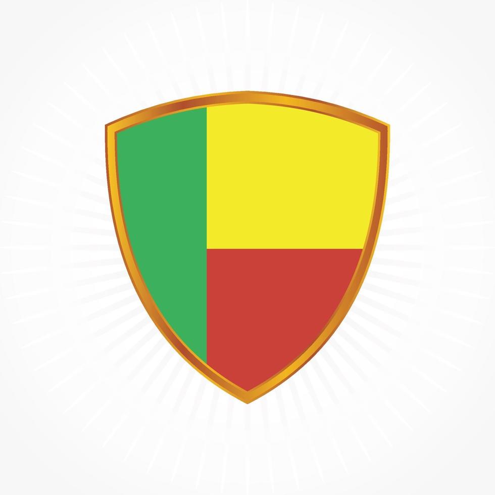 Benin flag vector with shield frame