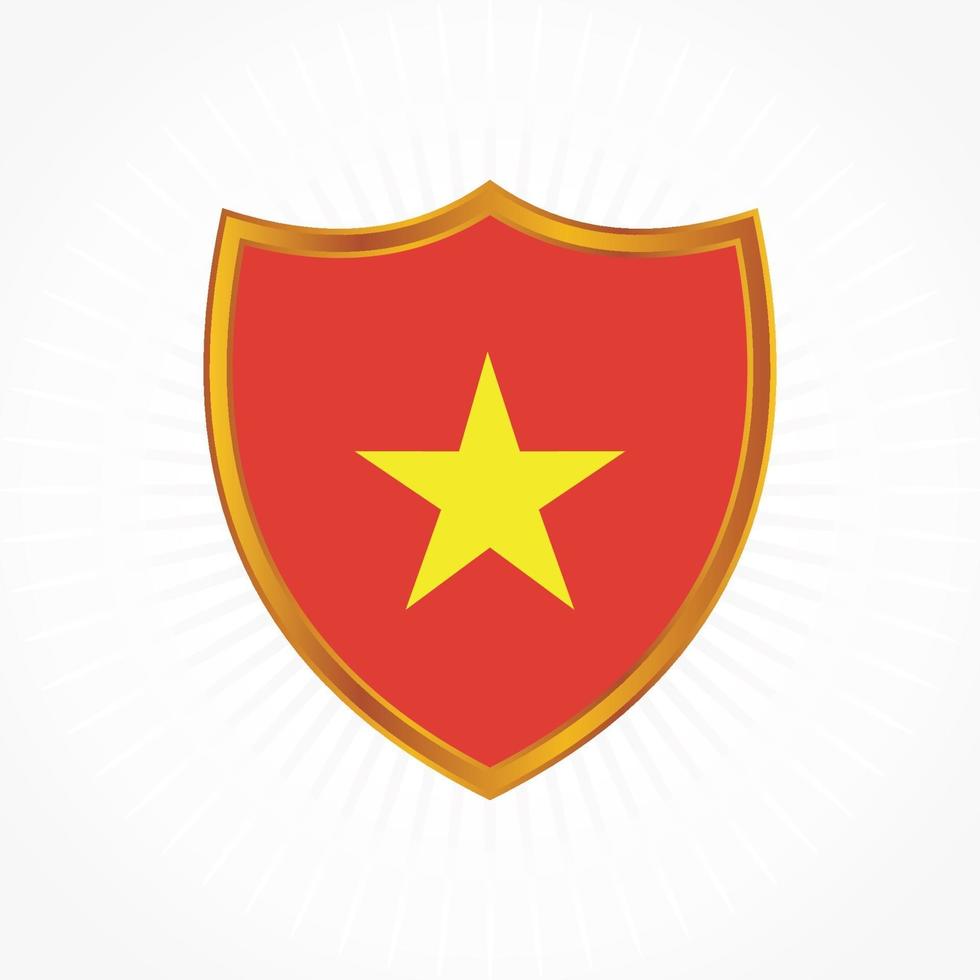 Vietnam flag vector with shield frame