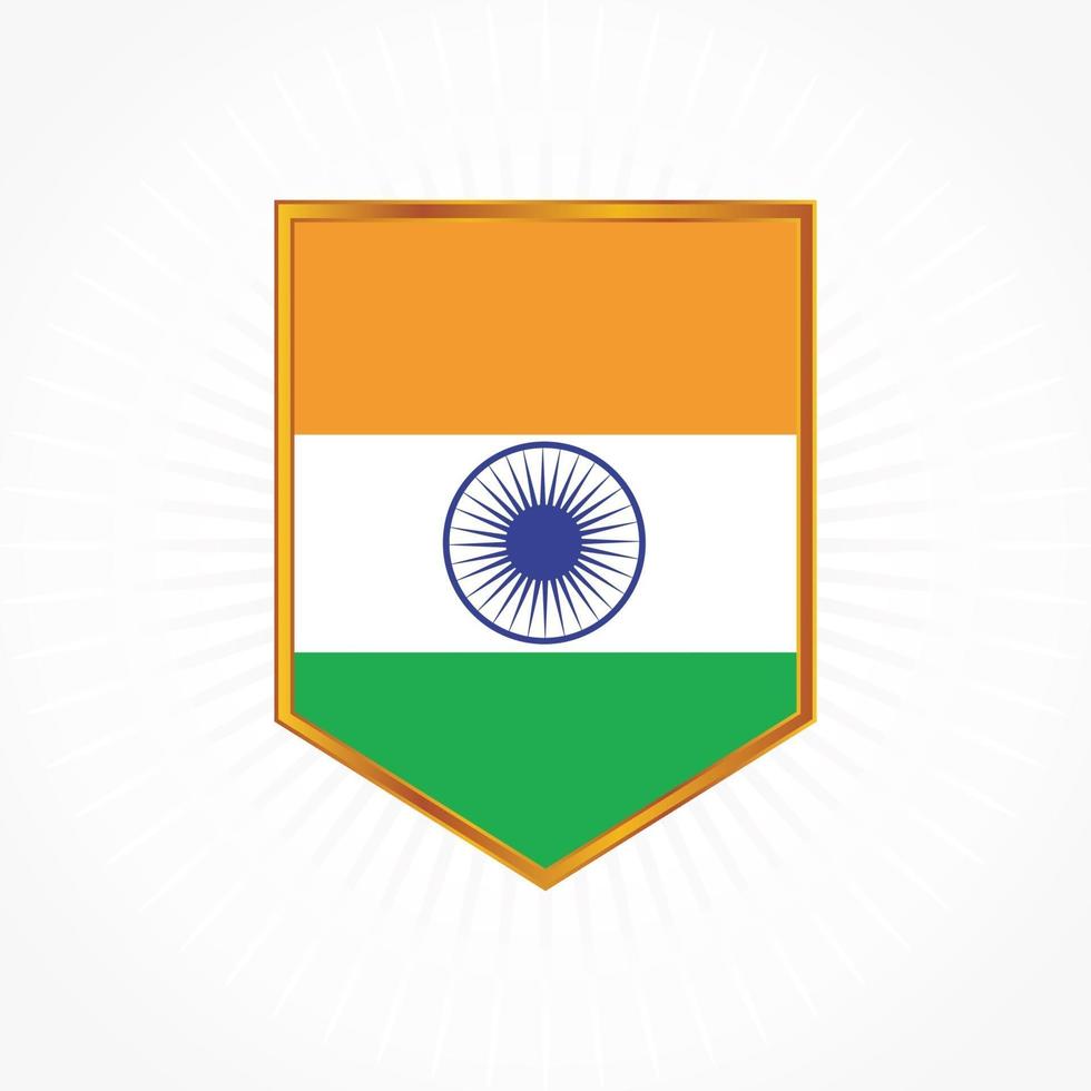 vector de bandera de india con marco de escudo