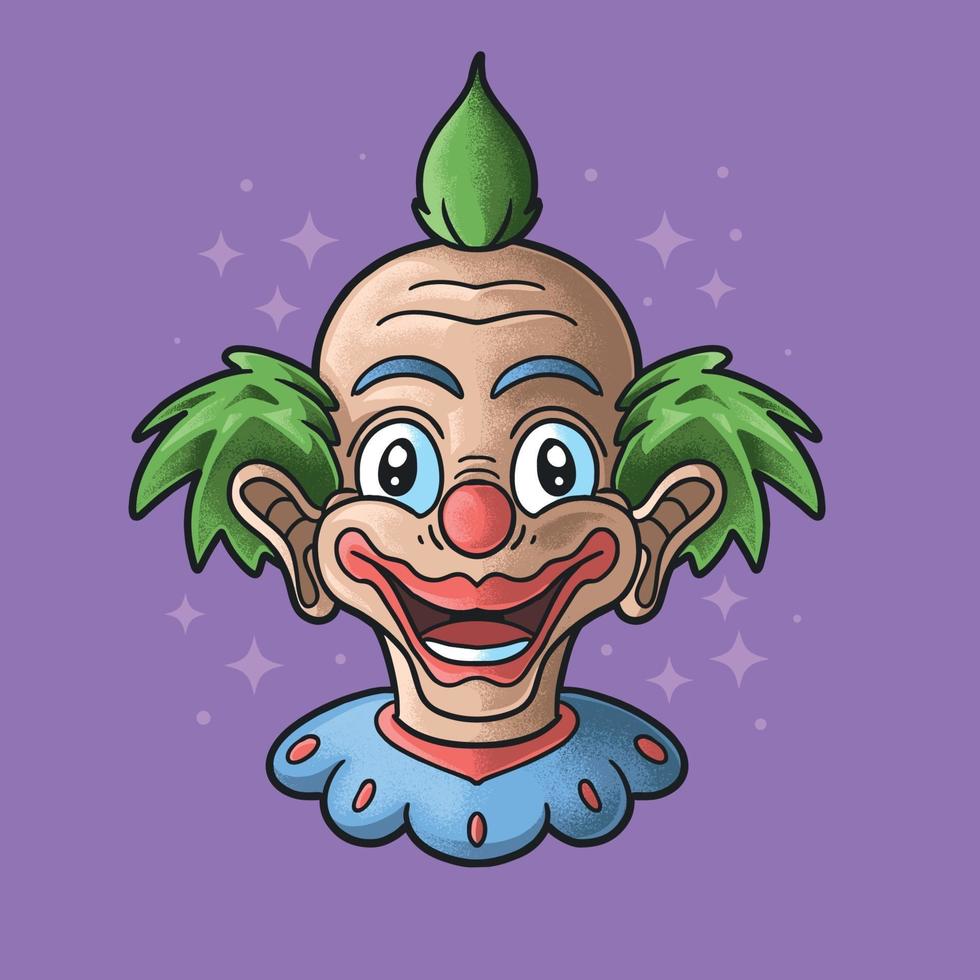 Ilustración de cabeza de payaso lindo estilo grunge vector