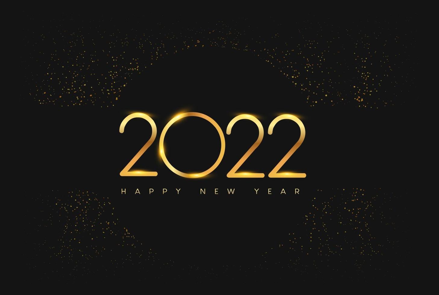 feliz año nuevo 2022 con purpurina aislado sobre fondo negro vector