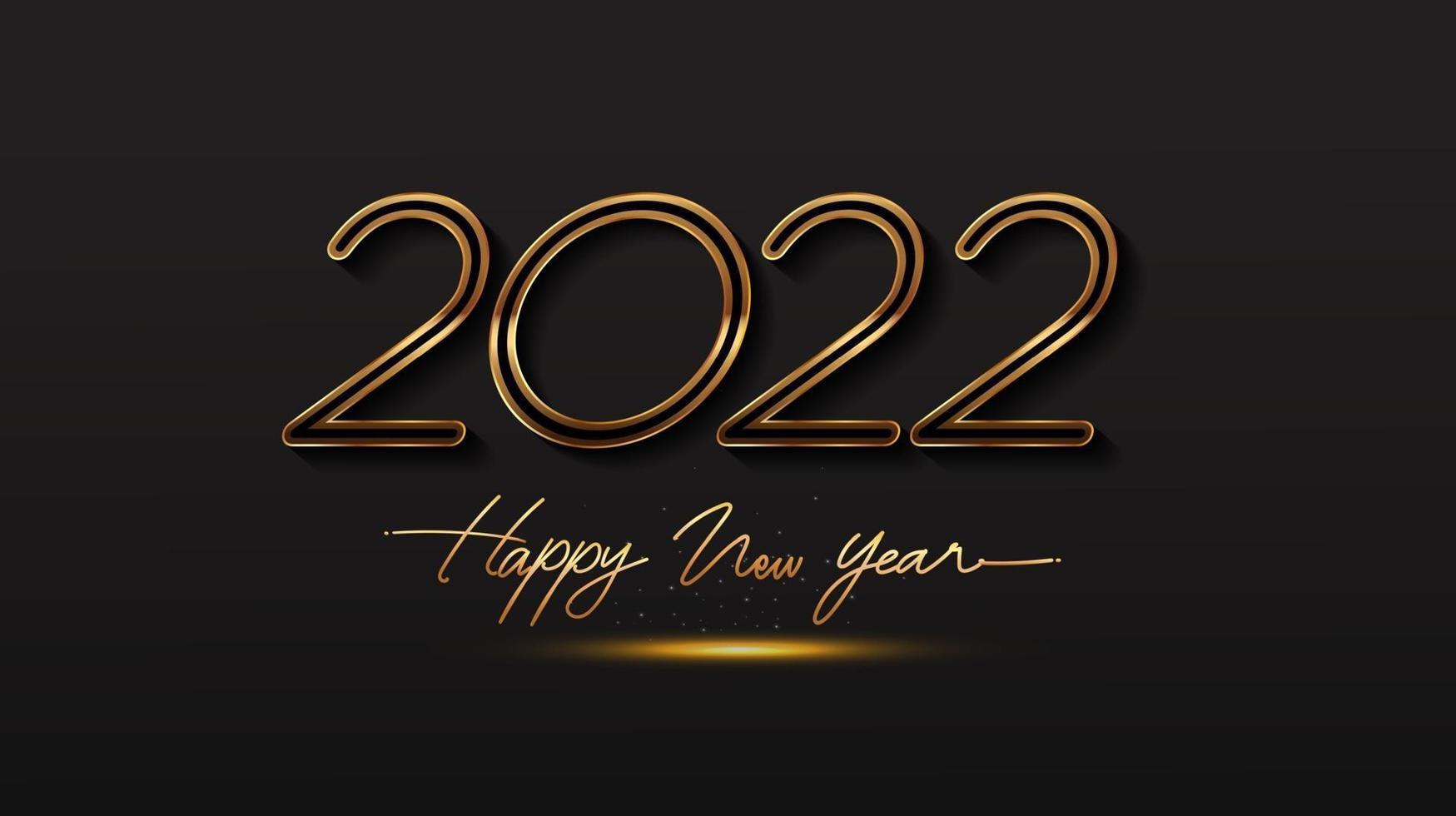 Happy New Year 2022 - New Year with gold clock and glitter. vector