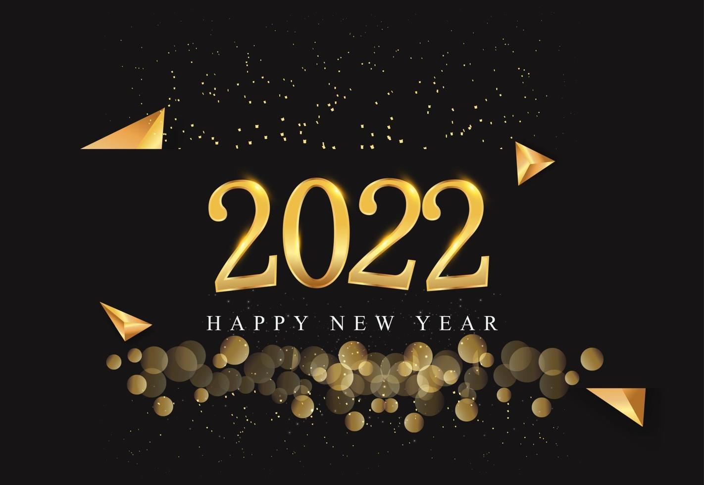 Happy New Year 2022 with glitter, vector elements and greeting card