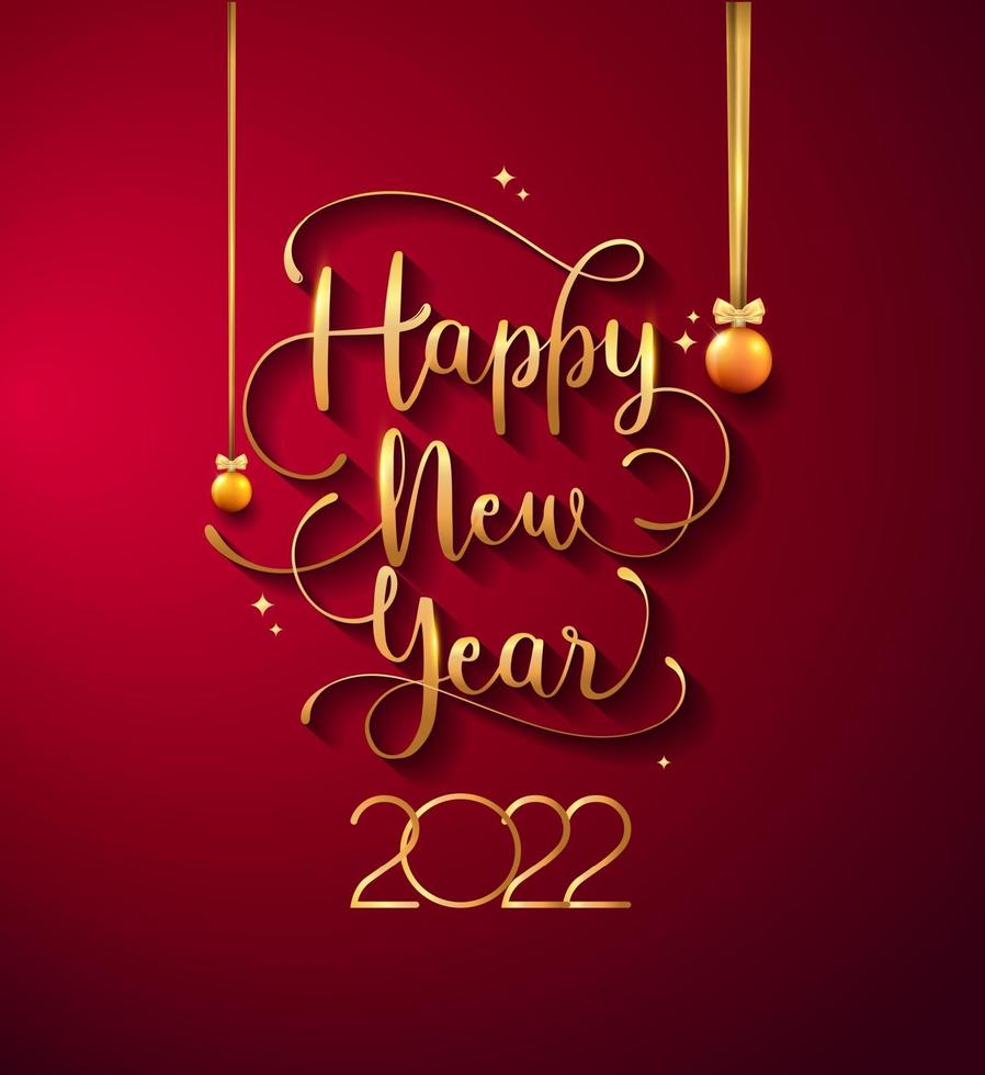 New Year 2022 handwritten lettering typography design vector