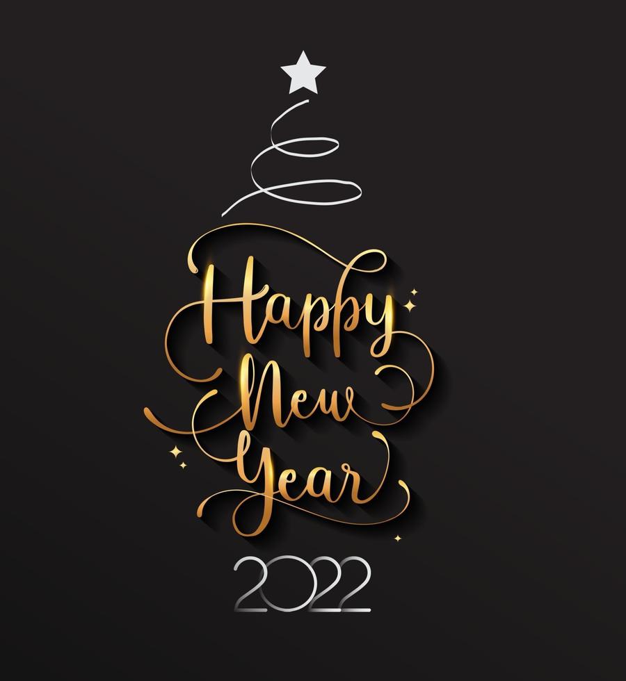 New Year 2022 handwritten lettering typography design vector