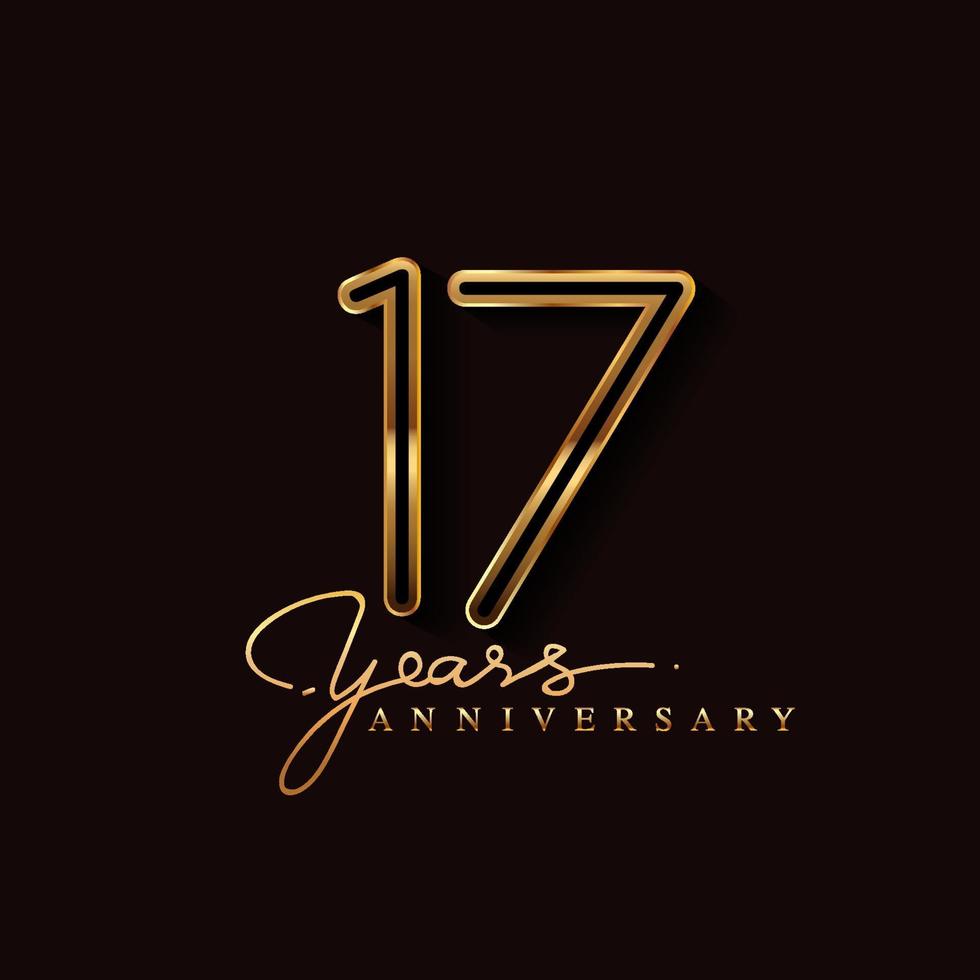 17 Years Anniversary Logo Golden Colored isolated on black background vector