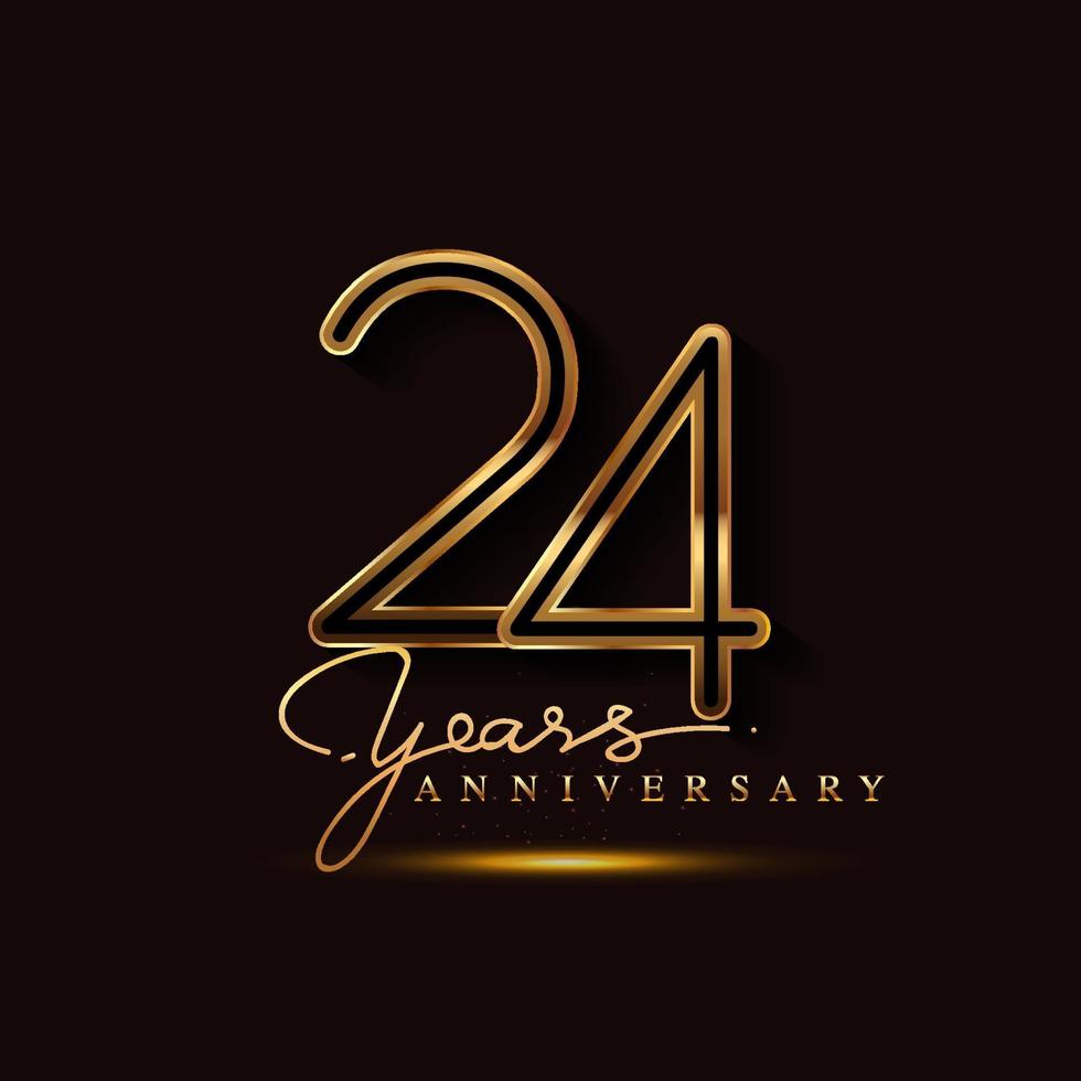Logotipo de aniversario de 24 años de color dorado aislado sobre fondo negro vector