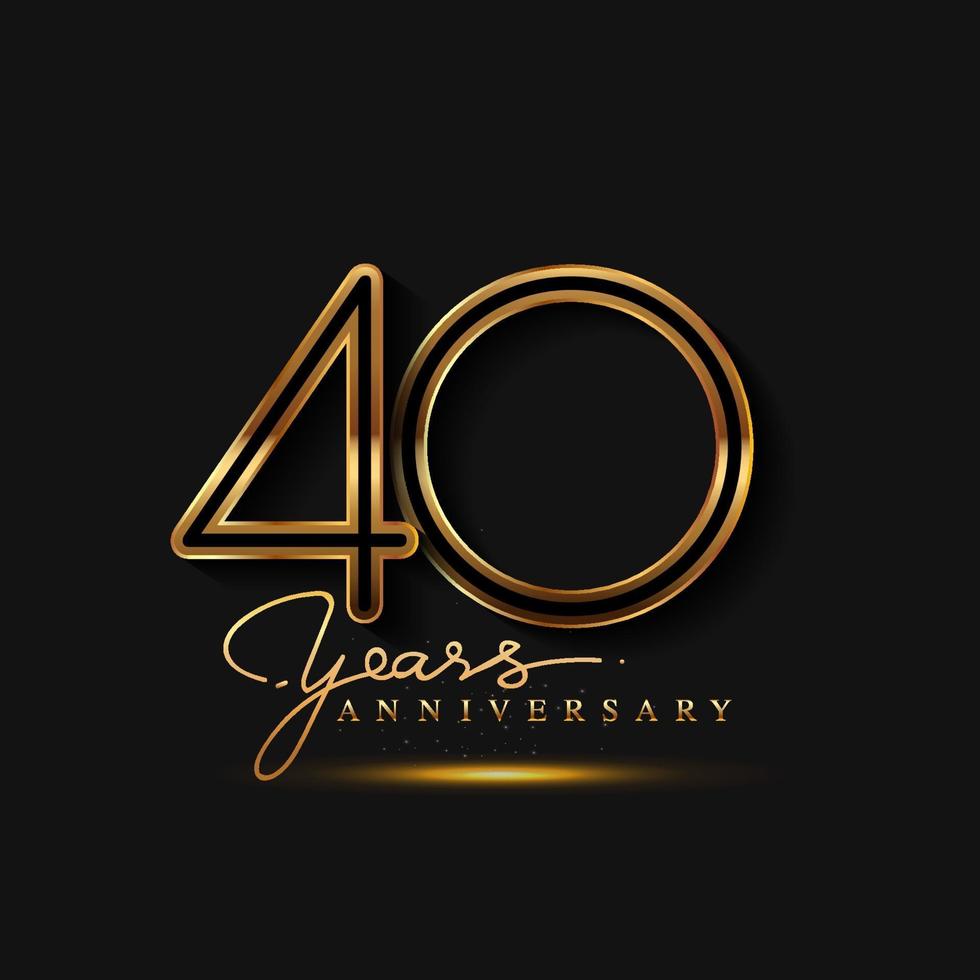 Logotipo de aniversario de 40 años de color dorado aislado sobre fondo negro vector