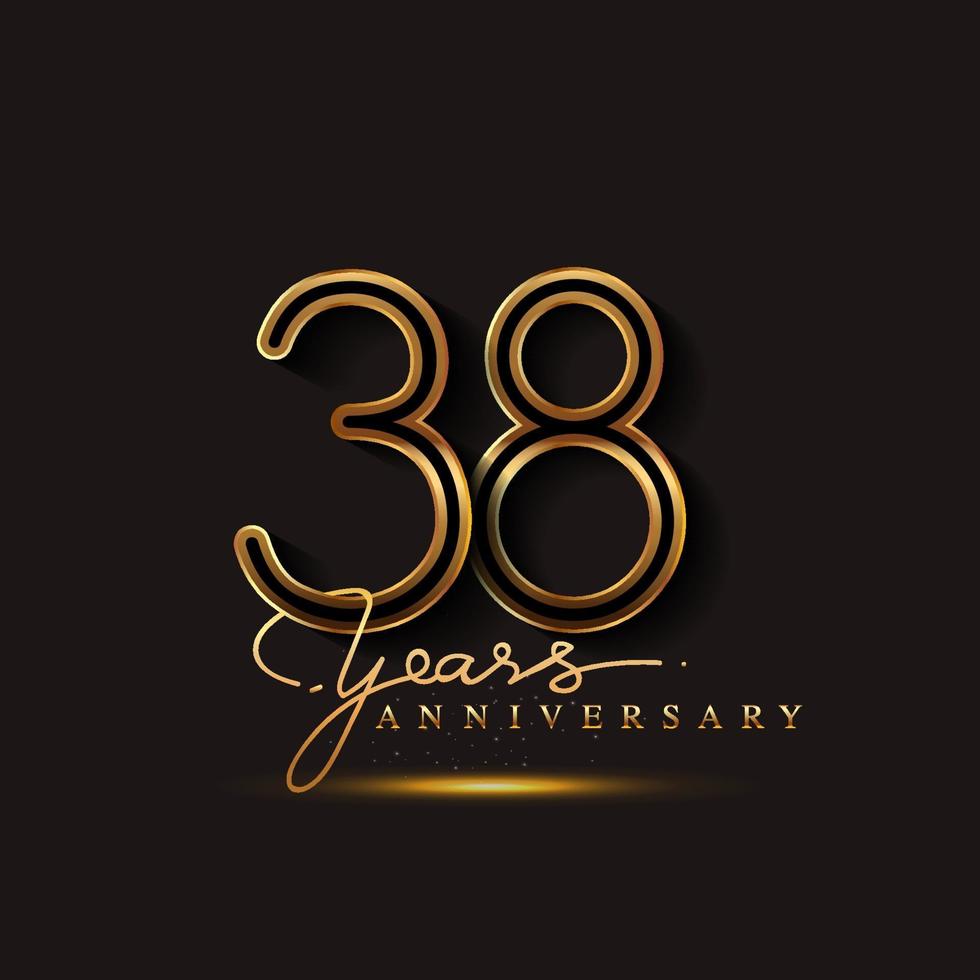 38 Years Anniversary Logo Golden Colored isolated on black background vector