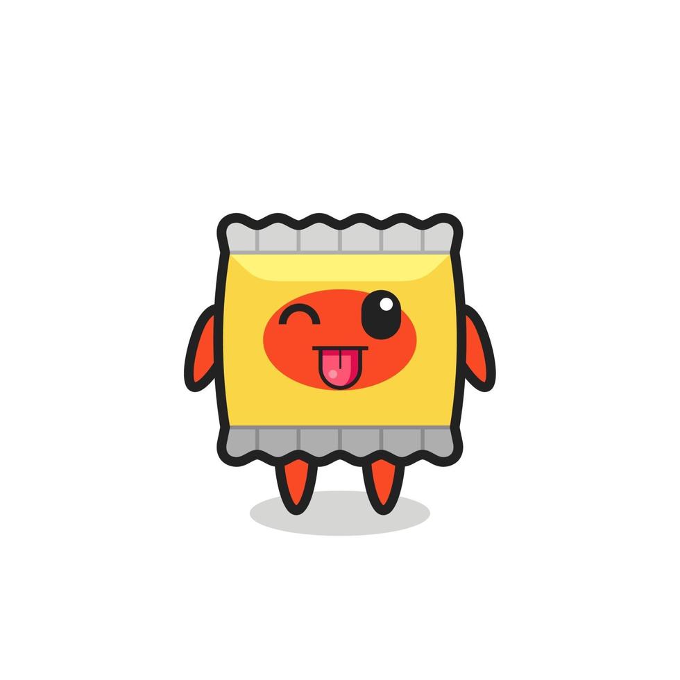 cute snack character in sweet expression while sticking out her tongue vector