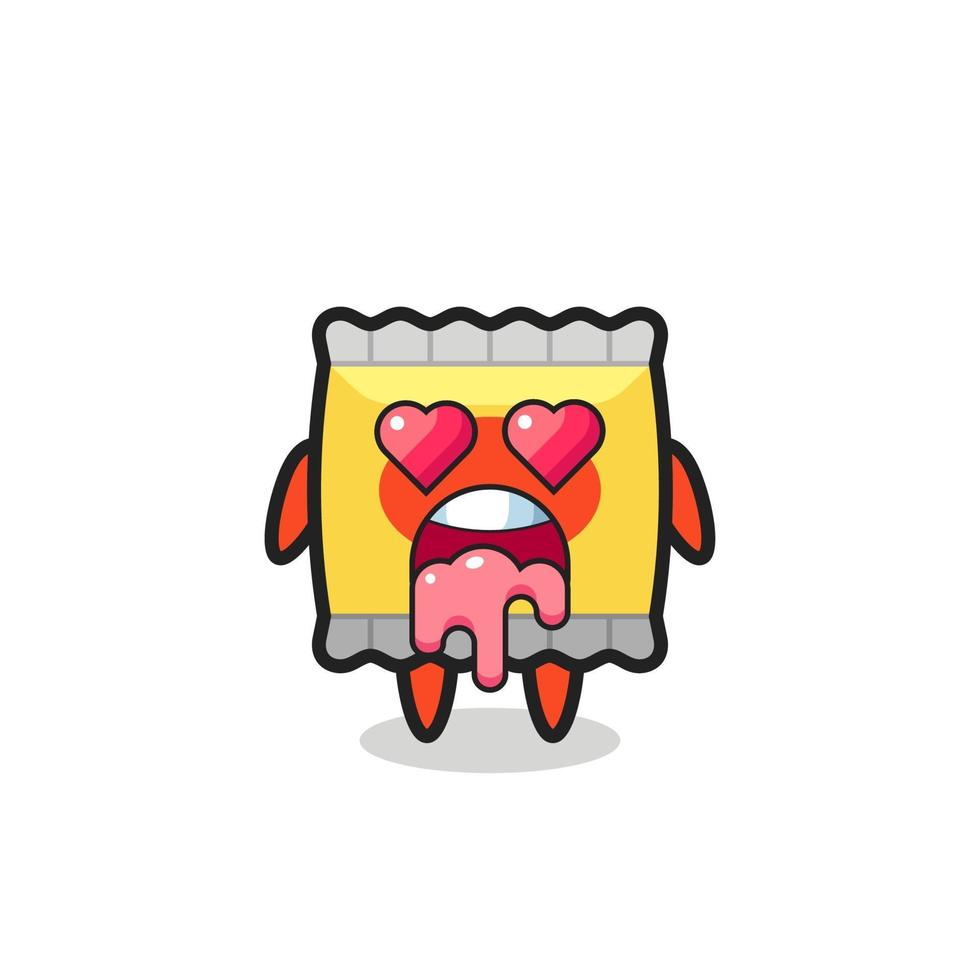 the falling in love expression of a cute snack with heart shaped eyes vector