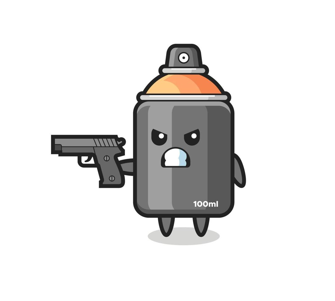 the cute spray paint character shoot with a gun vector