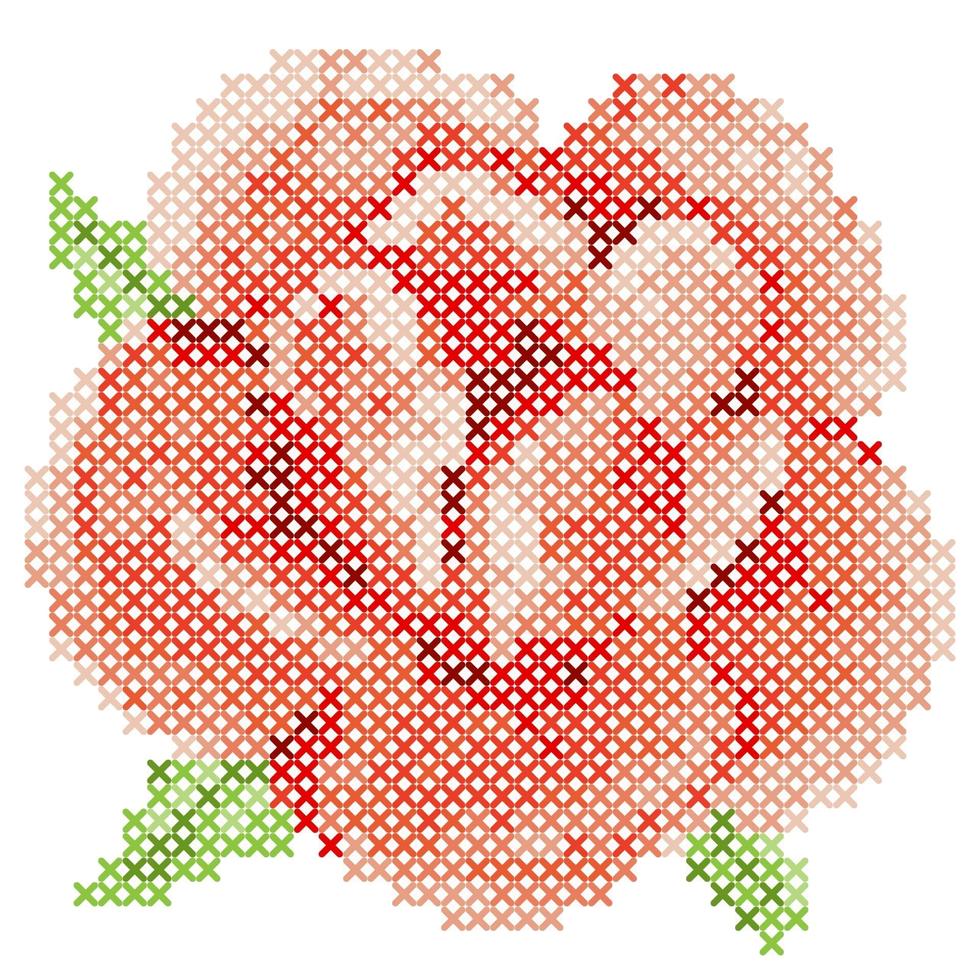 Cross Stitch Red Rose vector