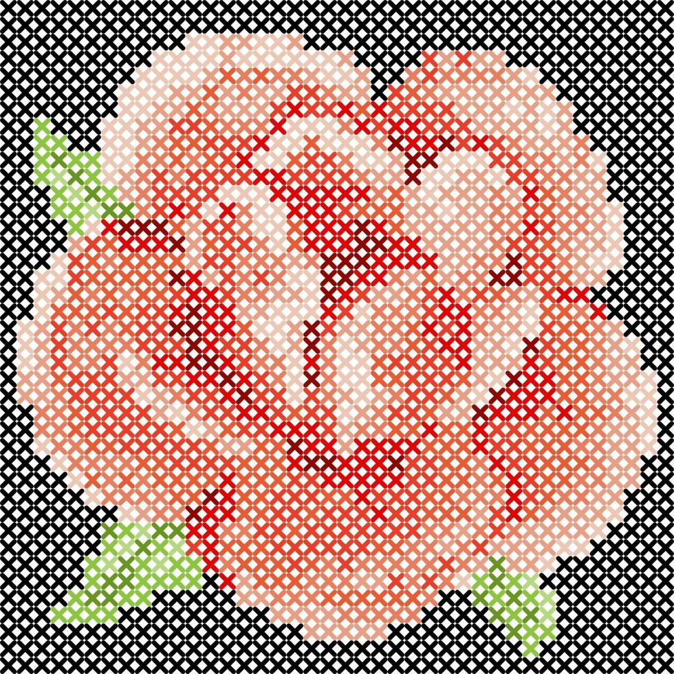 Cross Stitch Red Rose vector