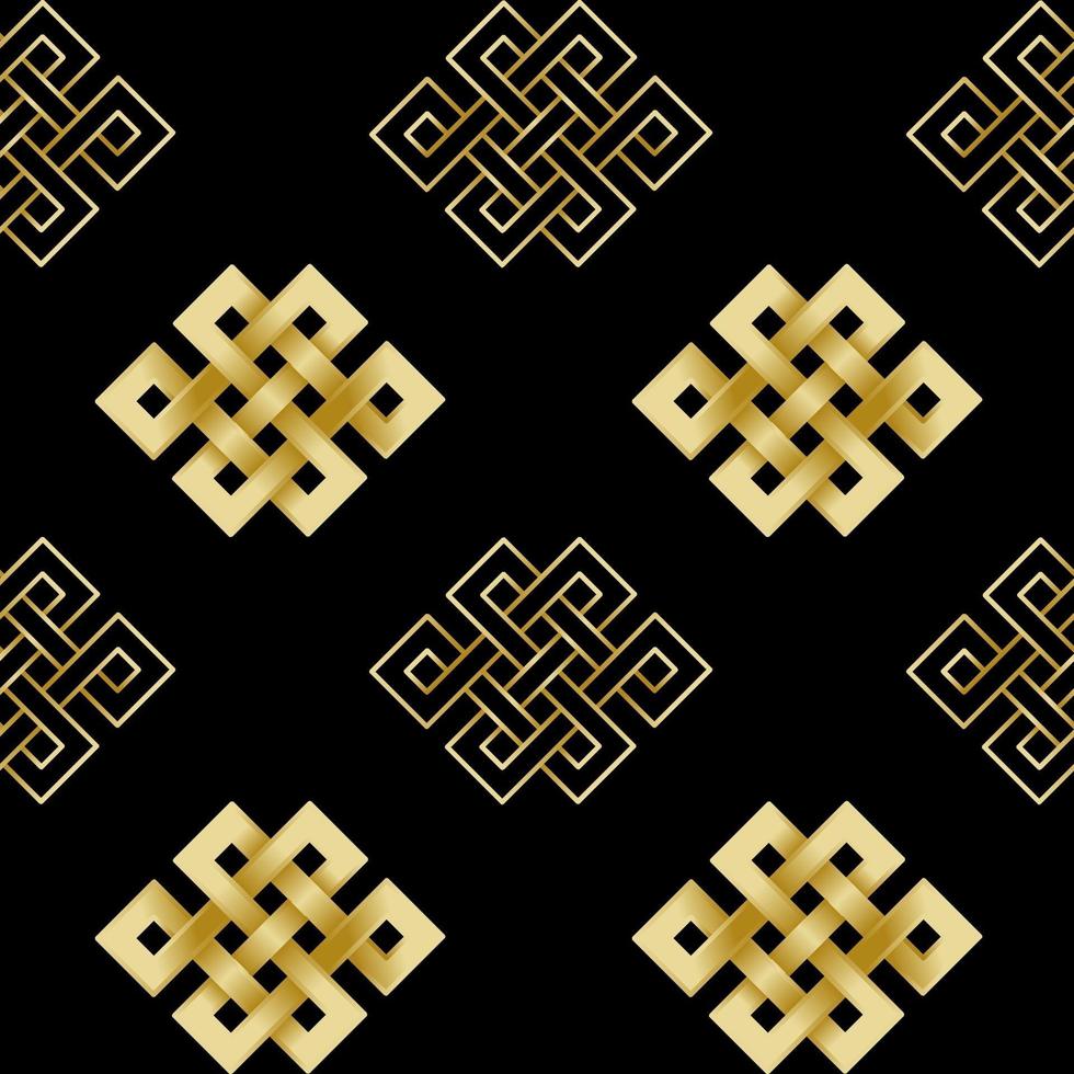 Seamless Pattern of Gold Endless Knot vector