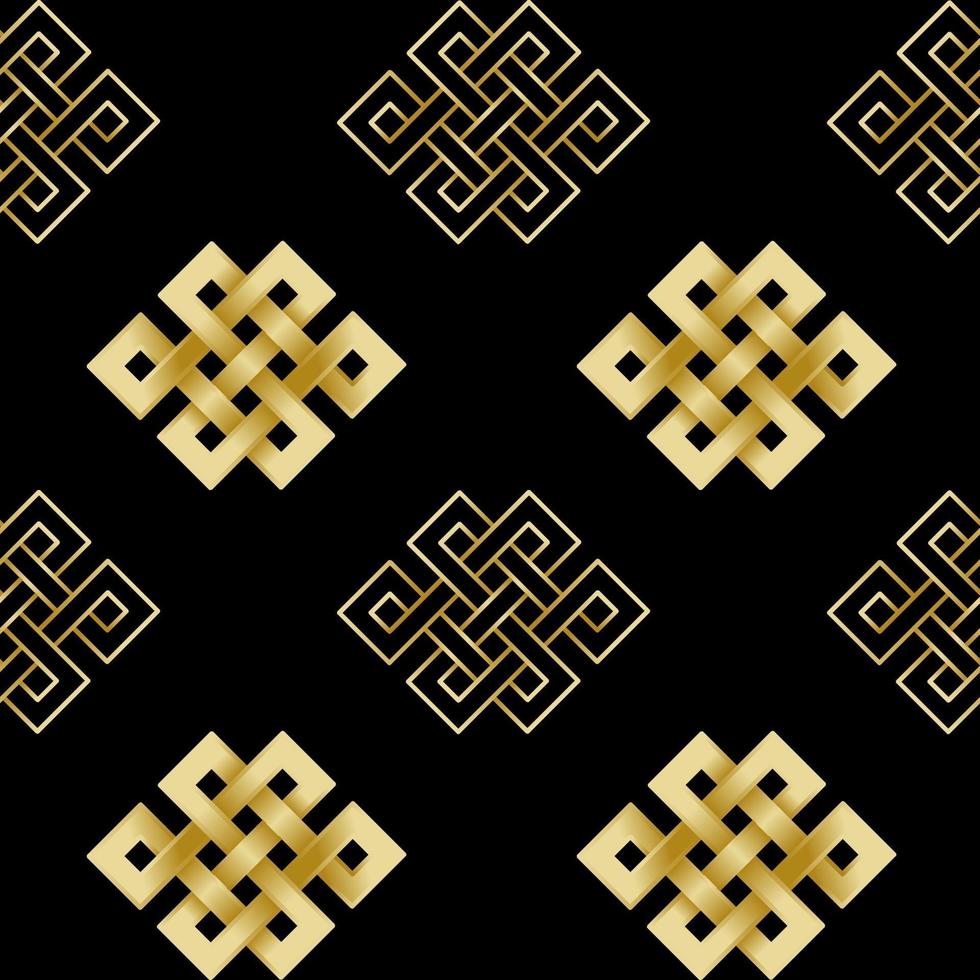 Seamless Pattern of Gold Endless Knot vector