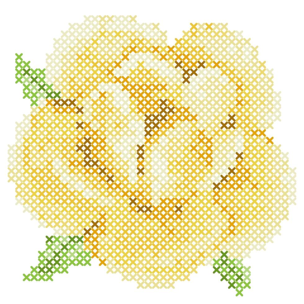 Cross Stitch Yellow Rose vector